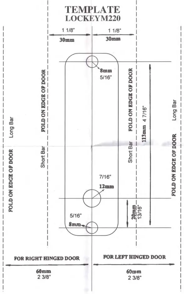 LOCKEY USA M220 Deadbolt Digital Surface Mount - Template