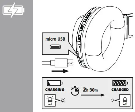 hama 00184023 Calypso Bluetooth Headphones Instruction Manual - Charging