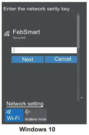 Feb Smart Bluetooth Wi-Fi Adapter User Manual - Enter the network serity key