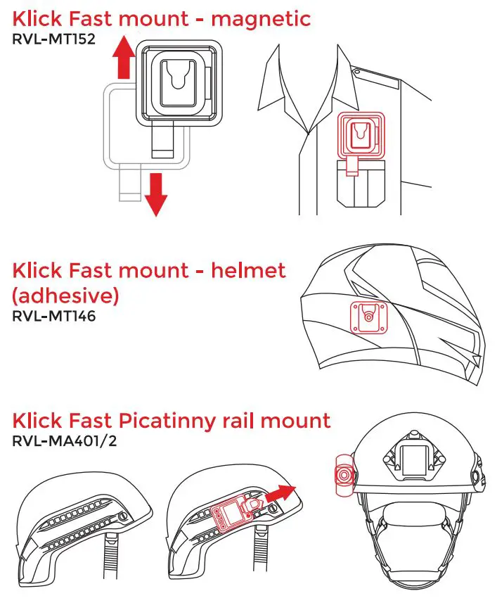 Reveal D Series Body Worn Camera User Guide - Optional mounting accessories
