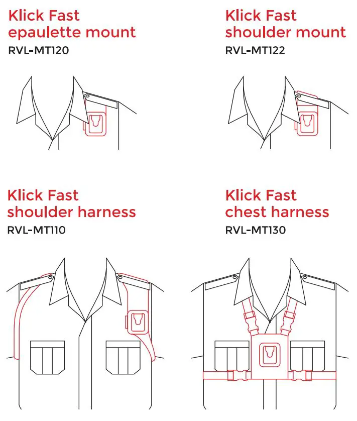 Reveal D Series Body Worn Camera User Guide - Optional mounting accessories
