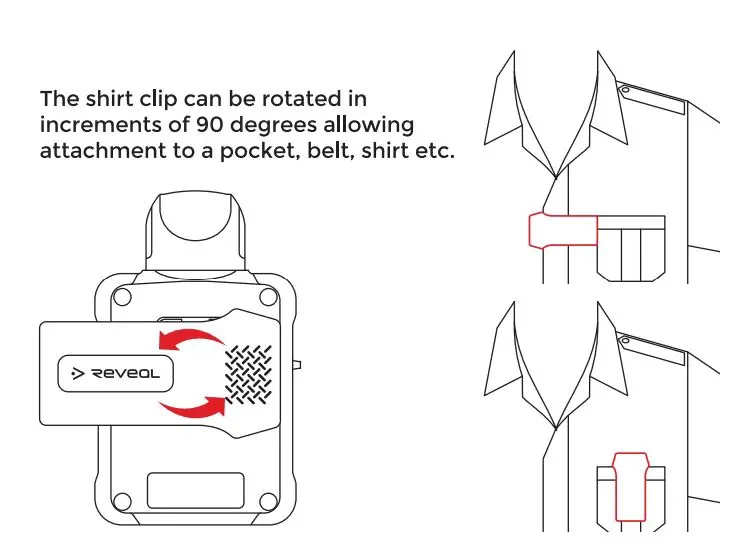 Reveal D Series Body Worn Camera User Guide - Shirt clip