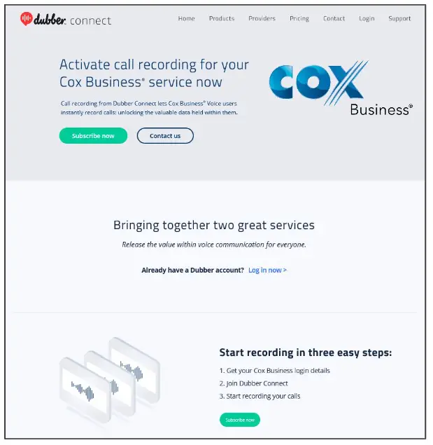 Cox Business Dubber Call Recording Guide