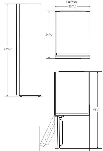 SAMSUNG DF10A9500CG Steam Cabinet For Clothes Care- Dimensions