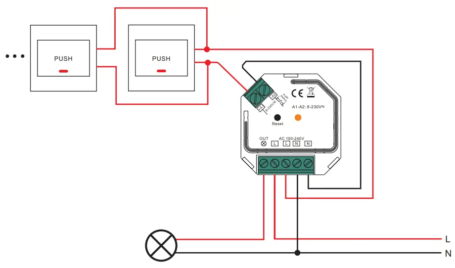 SUNRICHER SR SB9101SAC HP RF Bluetooth AC In Wall Switch - Multiple Push Switches for Multiple Control Points