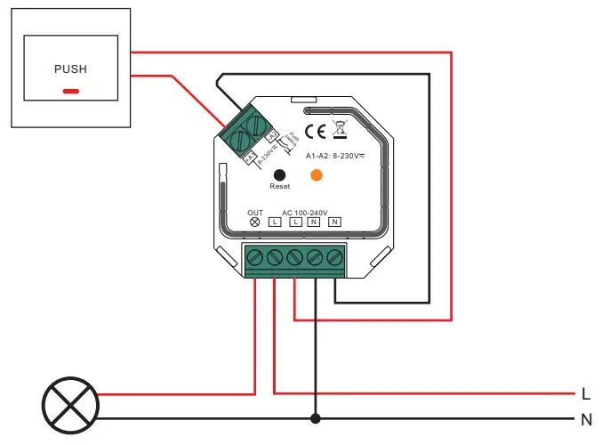 SUNRICHER SR SB9101SAC HP RF Bluetooth AC In Wall Switch - Single Push Switch