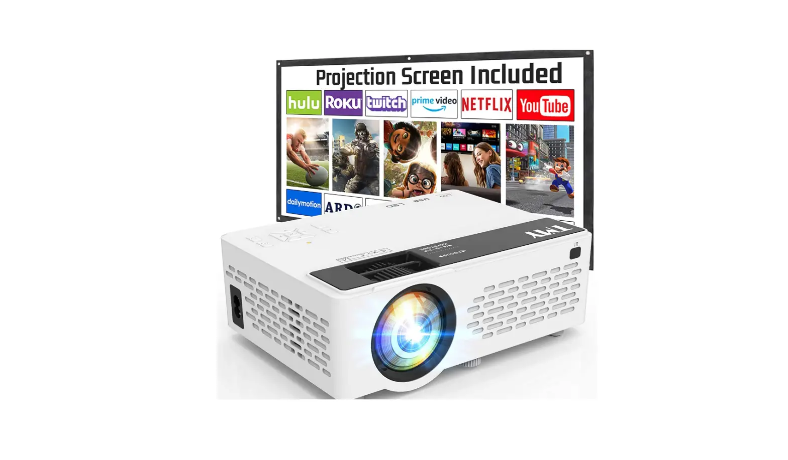 Tmy Projector 7500 Lumens With Projector Screen, 1080p Full Hd Supported Portable Projector, Mini Movie Projector-complete Features/user Guide