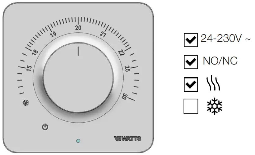 WATTS A03 Heat Vision Wired Electronic Room Thermostat -