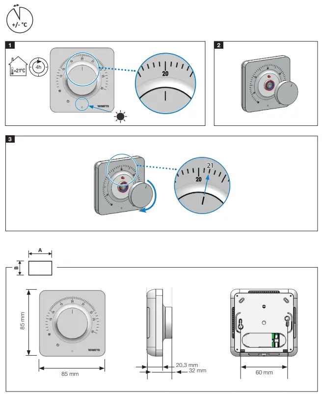 WATTS A03 Heat Vision Wired Electronic Room Thermostat - 5