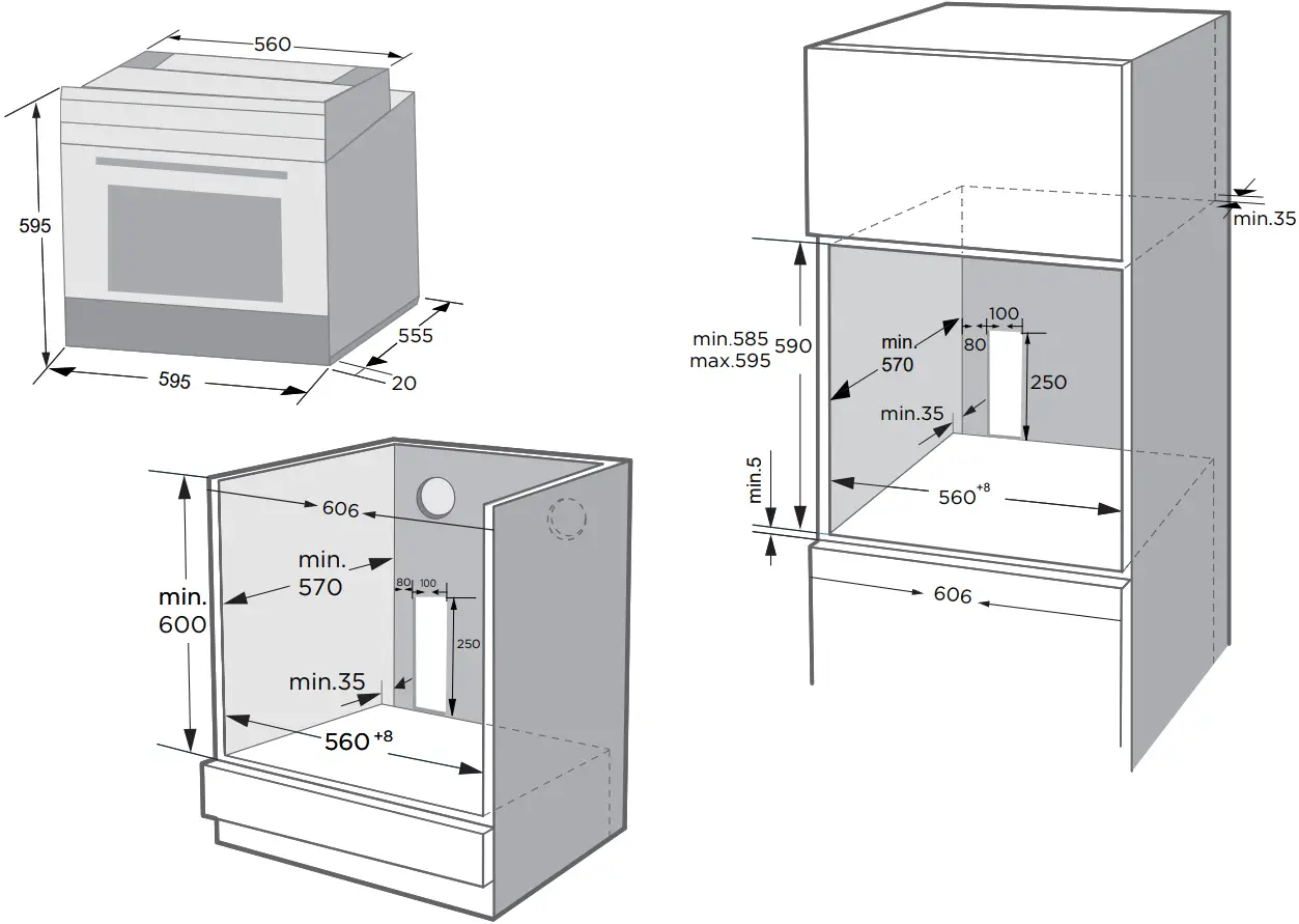 kleenmaid Multifunction Built In Oven DIMENSIONS