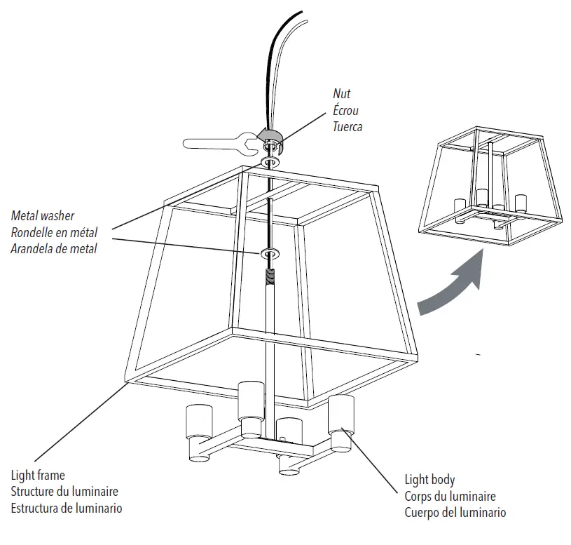 artika CAR15-WT Carter Square 4 Light Chandelier 5