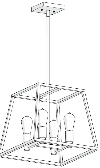 artika CAR15-WT Carter Square 4 Light Chandelier