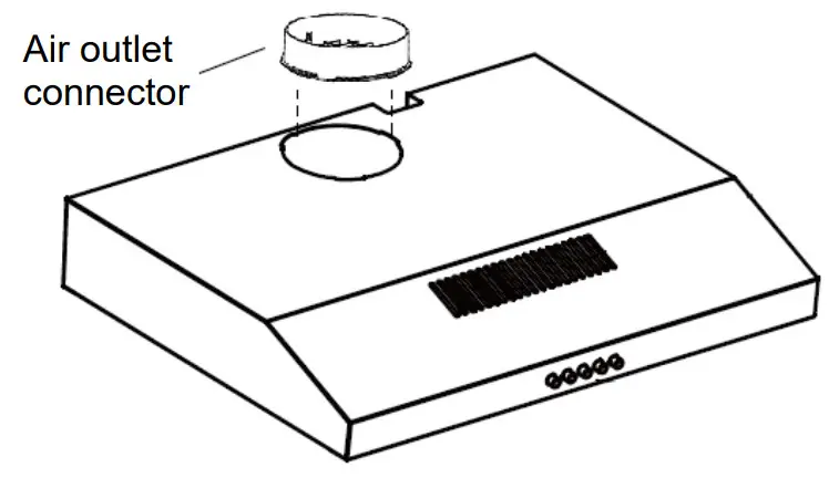 ELBA ESH-M7598 Stainless Steel Slim Cooker Hood - outlet connector