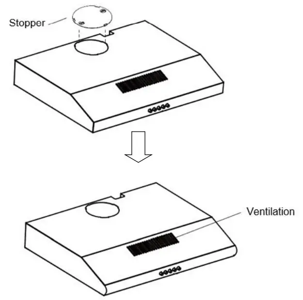 ELBA ESH-M7598 Stainless Steel Slim Cooker Hood - stopper