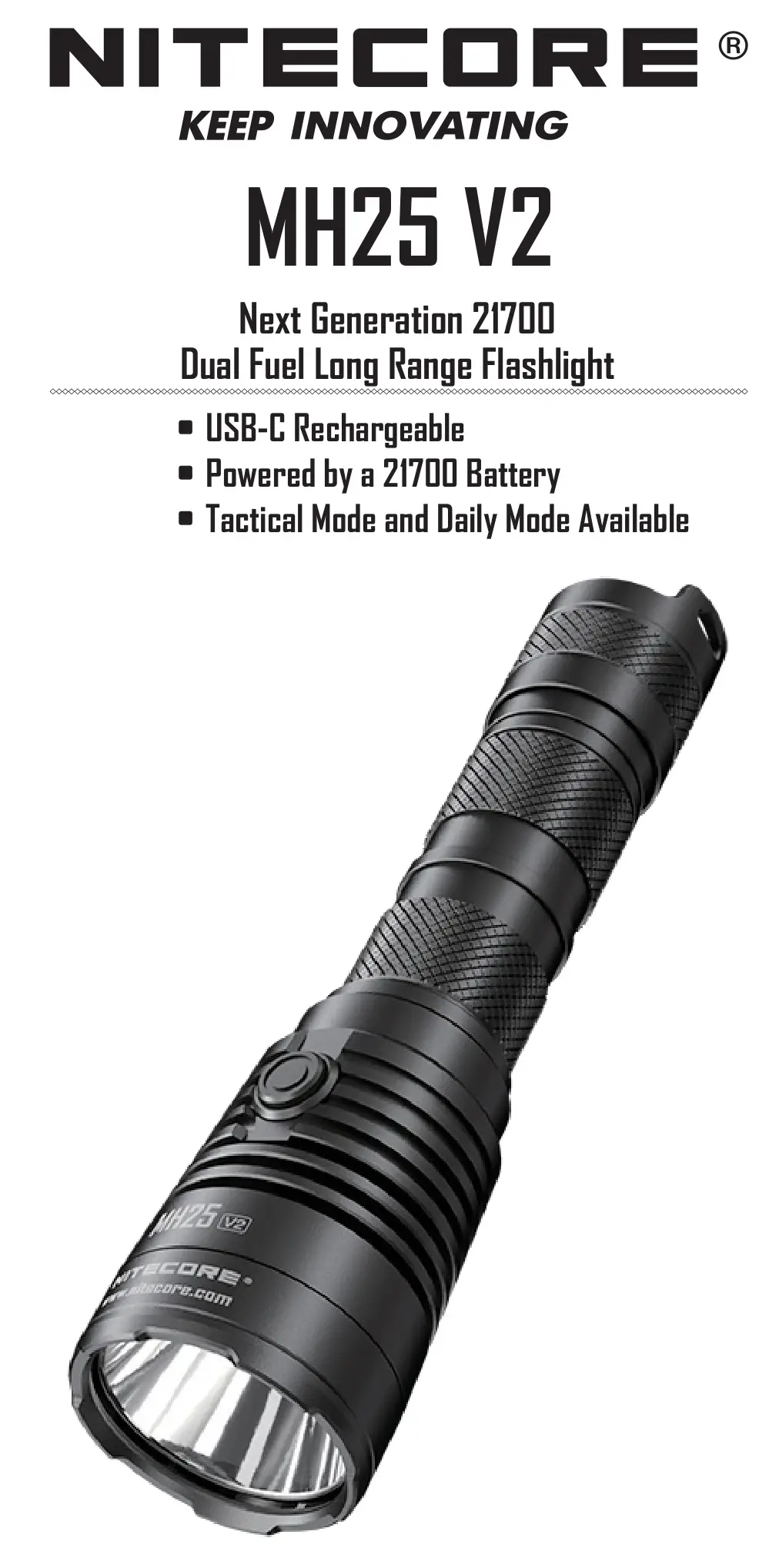 NITECORE MH25 V2 Dual Fuel Range Flashlight User Manual