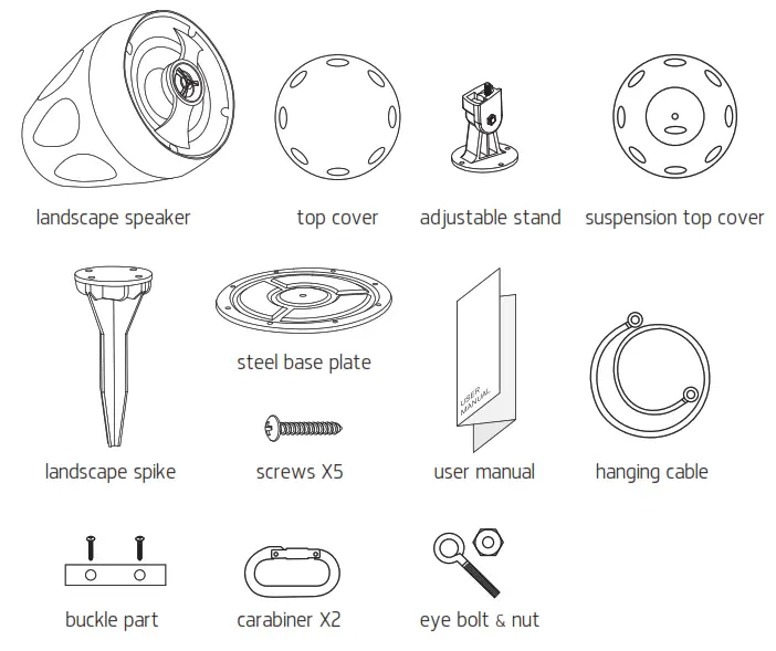JADE PPS-600 Landscape Speaker - Pakege contens