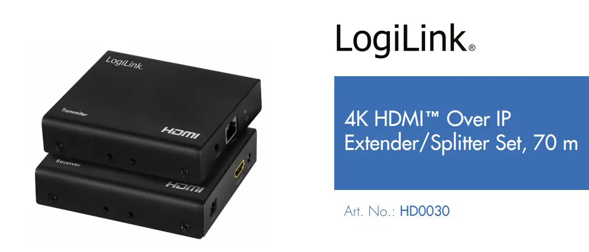 logiLink HD0030 4K HDMI Over IP Extender-Splitter Set User Guide