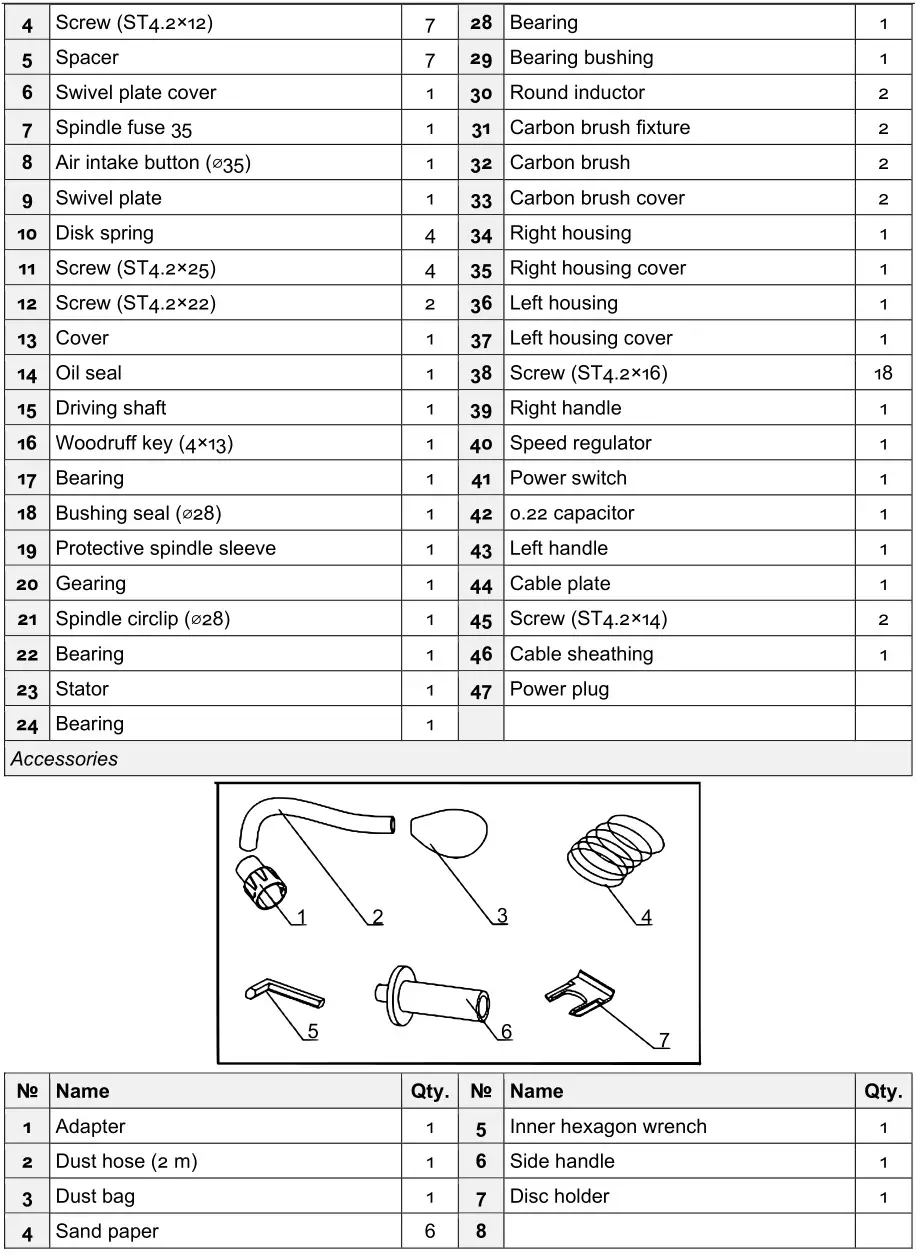 XPOtool 62830 Drywall Sander - Exploded drawing and parts lists 2