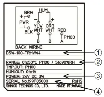 Shinko DSW 100 TH Indoor Temperature Humidity Sensor - Model 1