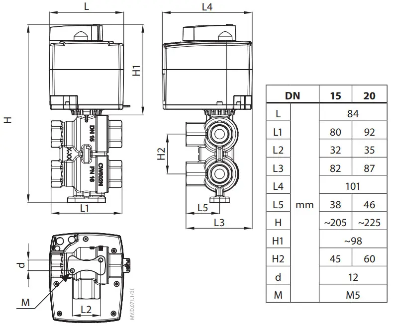 Danfoss ChangeOver6 Motorized 6 Port Ball Valve - 3