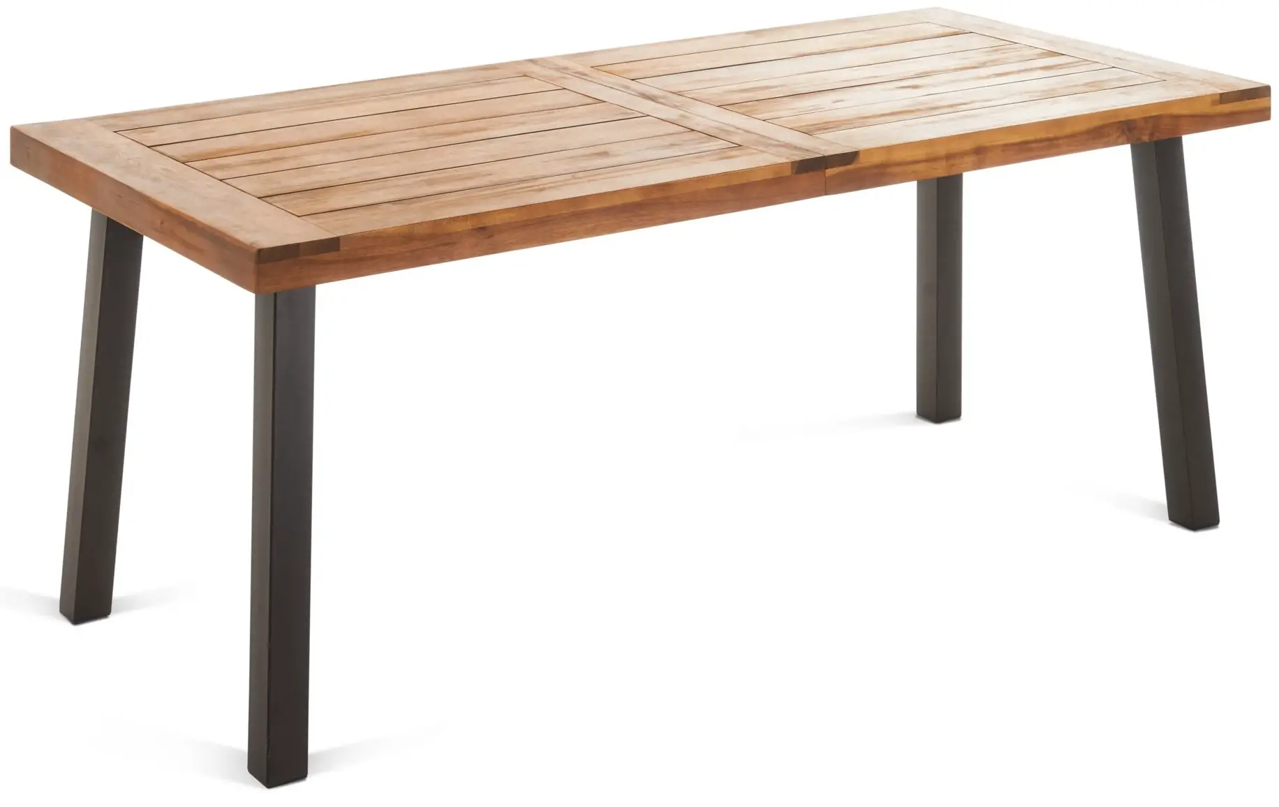 GDF Studio 306286 Lane Outdoor 70 Inch Acacia Wood and Iron Dining Table