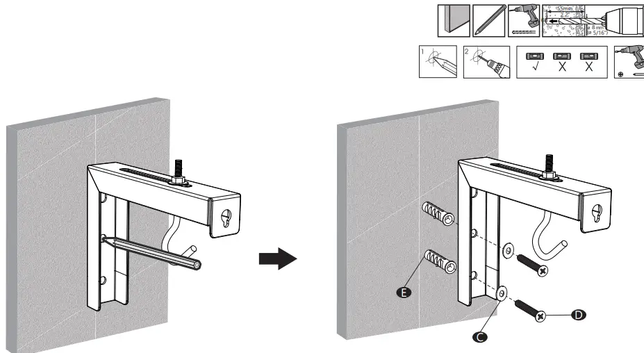 WALI PSM001-W 6” Projector Mount- Option B