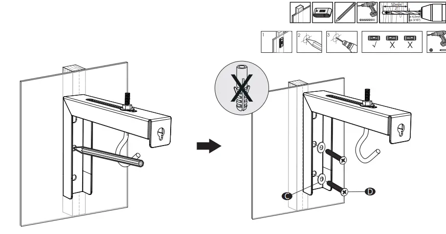 WALI PSM001-W 6” Projector Mount- Step 3