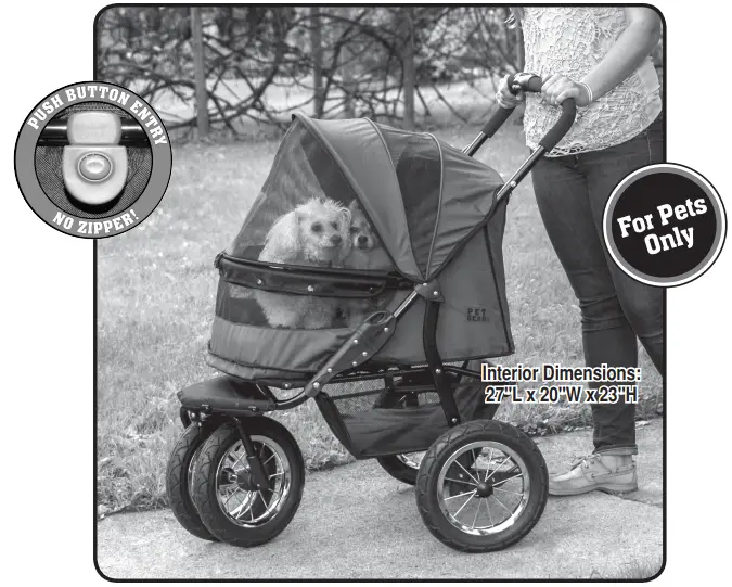 PET GEAR No-zip Double Pet Stroller PG8700NZ -