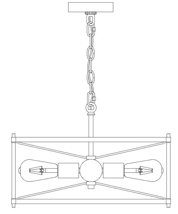 ZEVNI A04765C4 Gayle 4-Light Black-Brass Industrial Chandelier - IMAGE FOR FINISHED PRODUCT