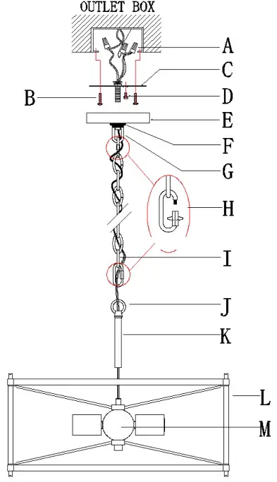 ZEVNI A04765C4 Gayle 4-Light Black-Brass Industrial Chandelier - PARTS TYPE & QTY INCLUDING