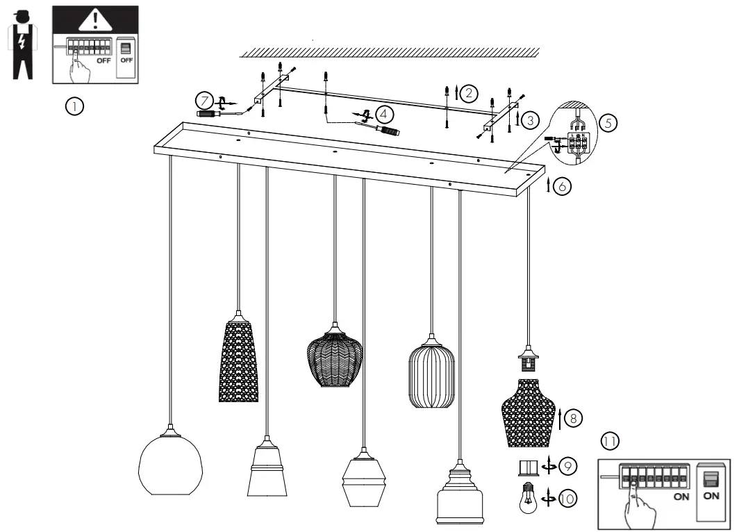 QAZQA 105259 Hanne HL 8 Black Art Deco Hanging Lamp - Fig