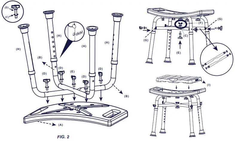 KMINA K30018 Shower Stool Height Adjustable - ASSEMBLY