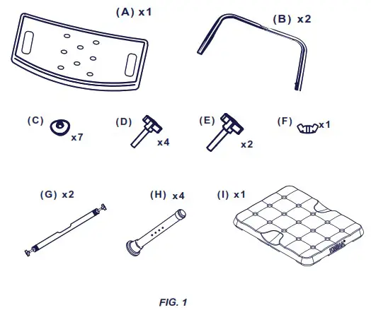 KMINA K30018 Shower Stool Height Adjustable - COMPONENTS