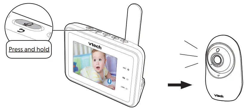 vtech RM2751 2.8 Inch Smart WiFi 1080p Video Monitor - baby via the baby unit