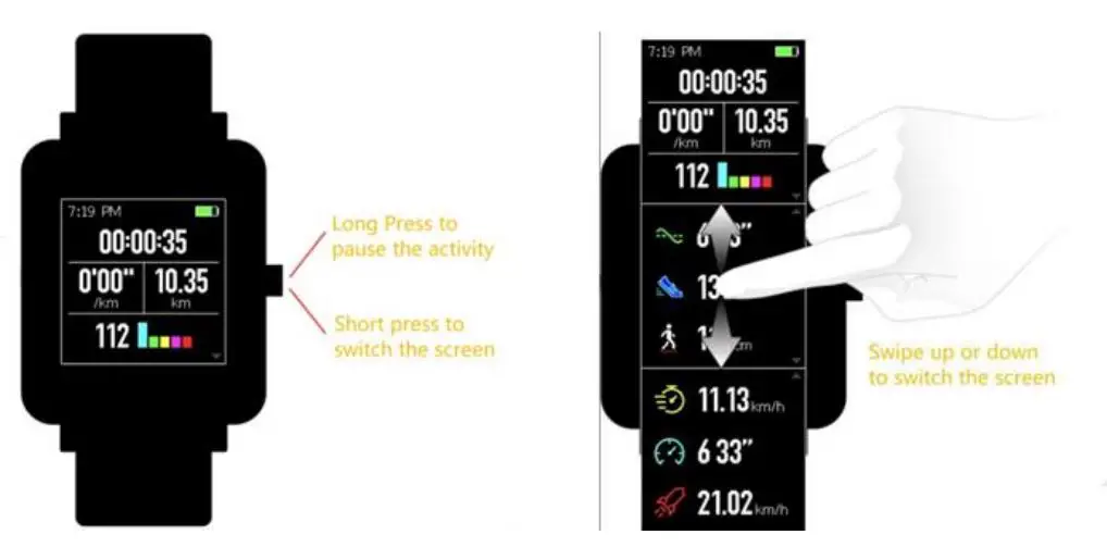 AMAZFIT W1821US1N Bip Lite Smartwatch User Manual - Operations during Workouts