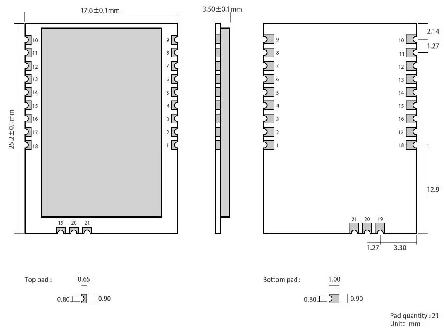 Size and pin definition