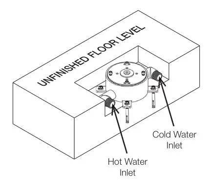progetto C1500 Como Floor Mount Bath Filler and Handshower - Connect the hot & cold inlet pipes to the inlet elbows.