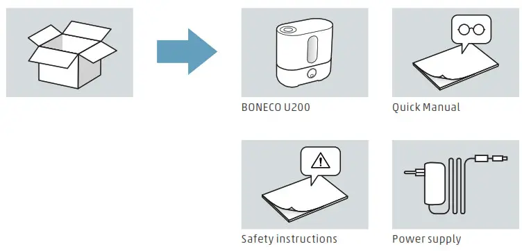 BONECO U200 Humidifier Ultrasonic- COPE OF DELIVERY