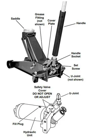 PITTSBURGH 56624 3 Ton Heavy Duty Floor Jack - Functions