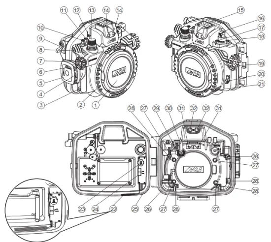 AOI Olympus OM D E M5 III Underwater Housing UH EM5III - Vacuum Valve