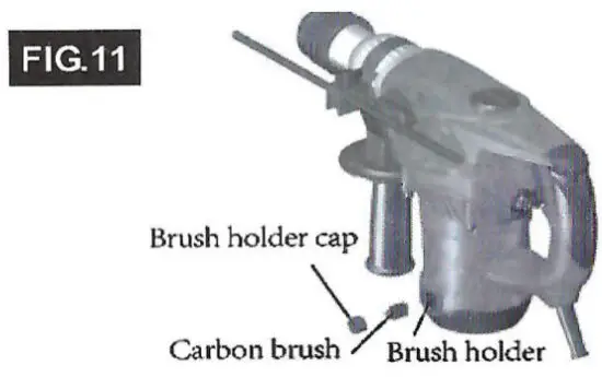 TOOLMAN LT3127 Rotary Tool Hammer - Changing the carbon brushes