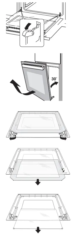 Disassembly of oven door components