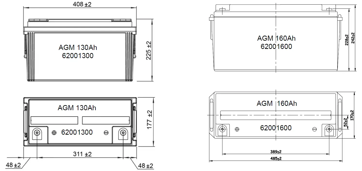 MASTERVOLT MV62000550 AGM Battery 55Ah Battery 15