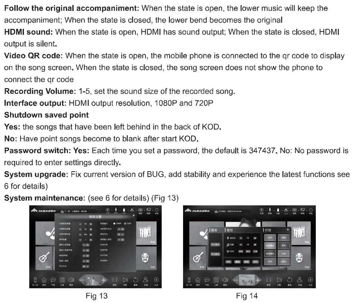 A7 InAndOn KOD Karaoke Machine User Guide - Fig 13,14