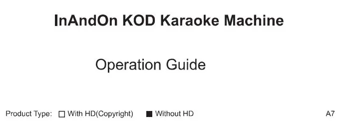 A7 InAndOn KOD Karaoke Machine User Guide