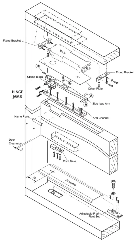 LOCKWOOD LWL9854H90 9800 Series Concealed Overhead Door Closer