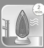 Tefal Steam Iron User Manual - Plug in your iron for 2 minutes on the heel rest to dry the soleplate