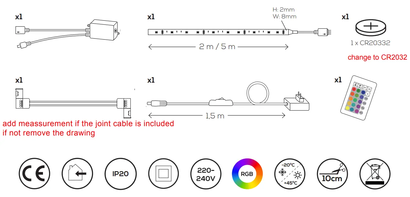 ECOLITE 2000281C Ledstripe Crait Rgb Med Transformator 2M 1