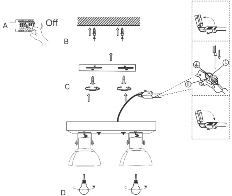 QAZQA 102353 Mangoes SL Bronze 2 Ceiling Flush Light - 1