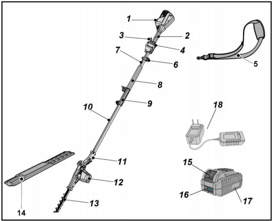 EB918D 40V Lithium-Ion Cordless Pole Hedge Trimmer Overview